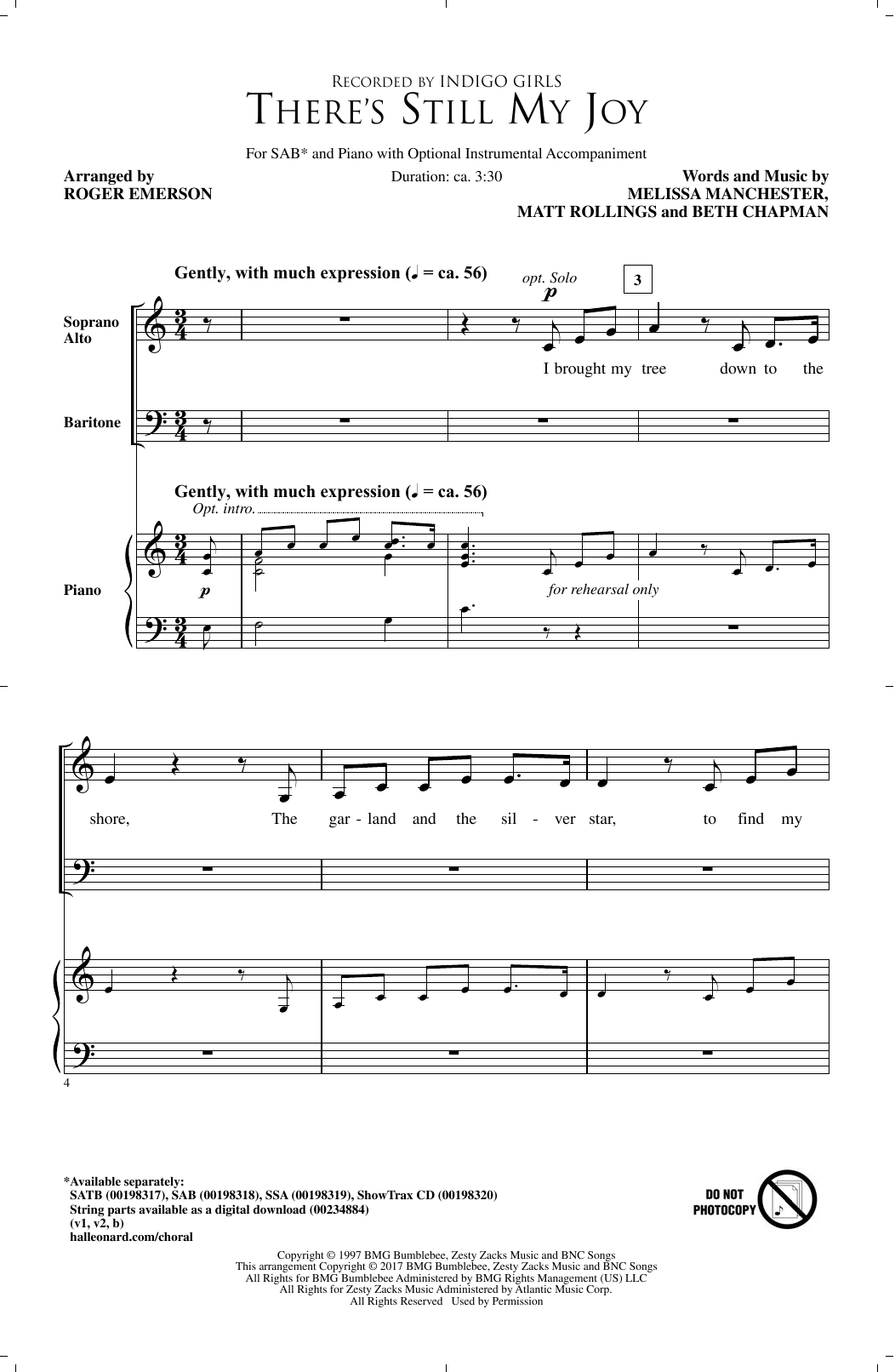 Roger Emerson There's Still My Joy sheet music notes and chords arranged for SSA Choir