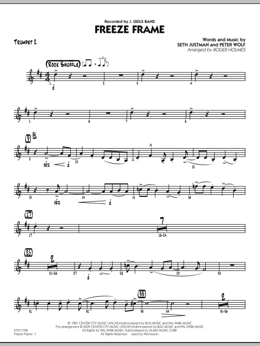 Roger Holmes Freeze Frame - Trumpet 2 sheet music notes and chords arranged for Jazz Ensemble