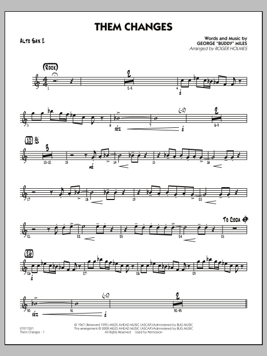 Roger Holmes Them Changes - Alto Sax 2 sheet music notes and chords arranged for Jazz Ensemble