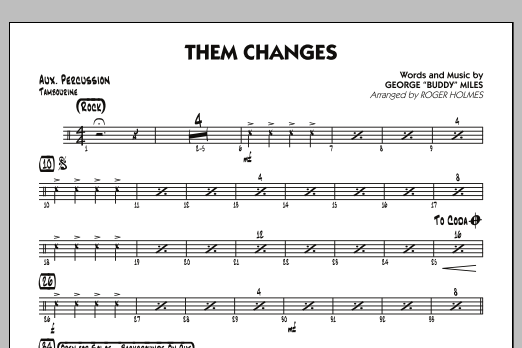 Roger Holmes Them Changes - Aux Percussion sheet music notes and chords arranged for Jazz Ensemble