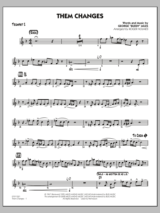 Roger Holmes Them Changes - Trumpet 2 sheet music notes and chords arranged for Jazz Ensemble