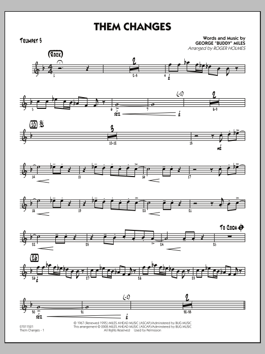 Roger Holmes Them Changes - Trumpet 3 sheet music notes and chords arranged for Jazz Ensemble