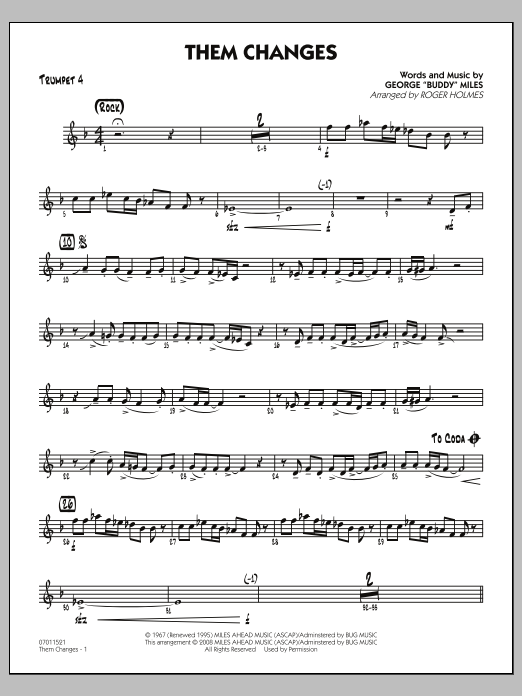Roger Holmes Them Changes - Trumpet 4 sheet music notes and chords arranged for Jazz Ensemble