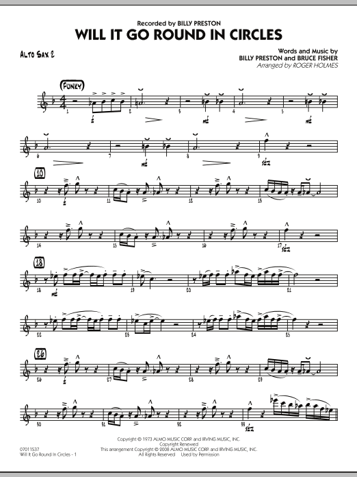 Roger Holmes Will It Go Round in Circles? - Alto Sax 2 sheet music notes and chords arranged for Jazz Ensemble
