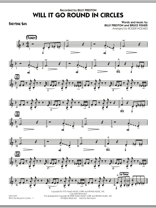 Roger Holmes Will It Go Round in Circles? - Baritone Sax sheet music notes and chords arranged for Jazz Ensemble