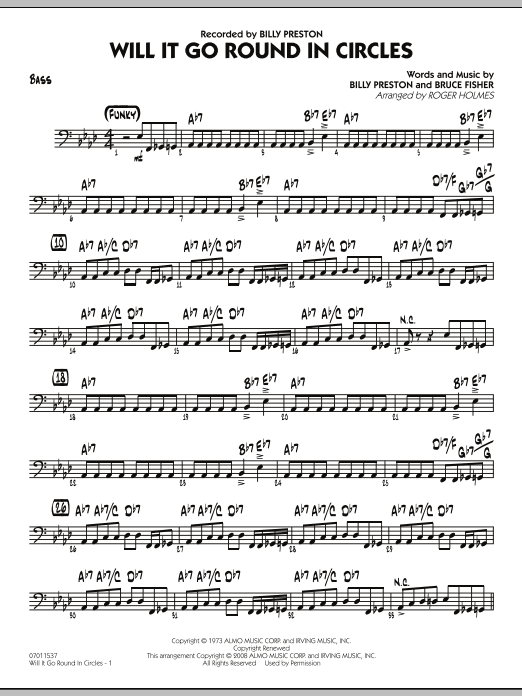 Roger Holmes Will It Go Round in Circles? - Bass sheet music notes and chords arranged for Jazz Ensemble