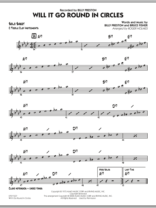 Roger Holmes Will It Go Round in Circles? - C Solo Sheet sheet music notes and chords arranged for Jazz Ensemble