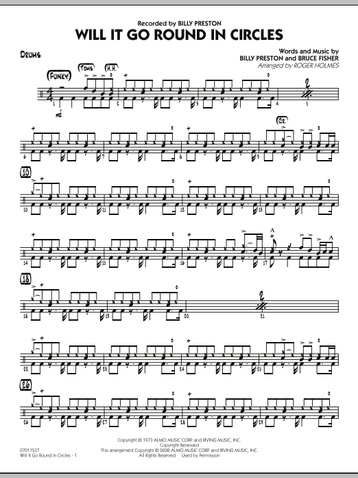 Roger Holmes Will It Go Round in Circles? - Drums sheet music notes and chords arranged for Jazz Ensemble