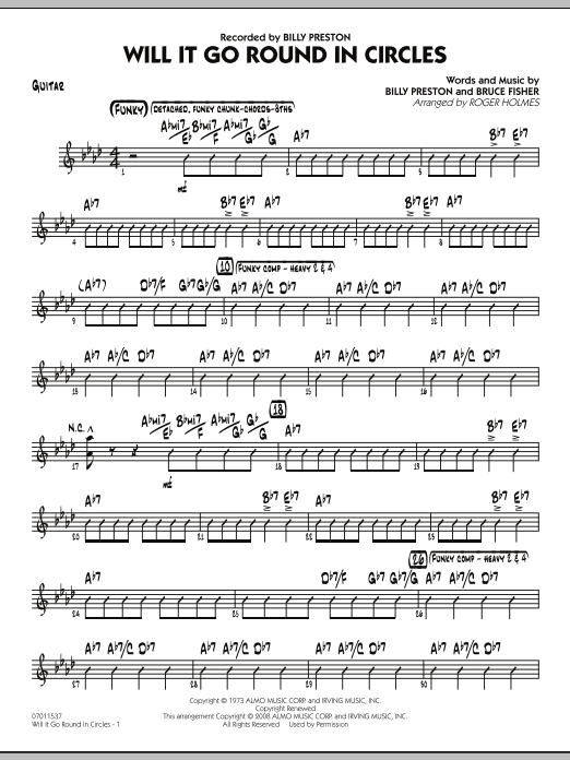 Roger Holmes Will It Go Round in Circles? - Guitar sheet music notes and chords arranged for Jazz Ensemble