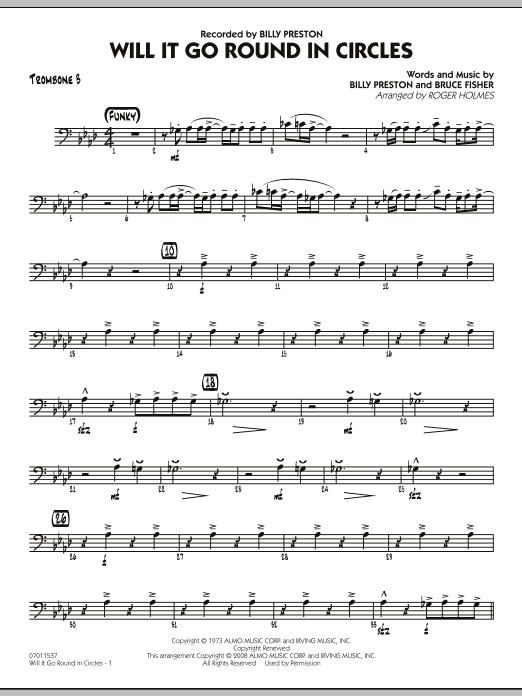 Roger Holmes Will It Go Round in Circles? - Trombone 3 sheet music notes and chords arranged for Jazz Ensemble