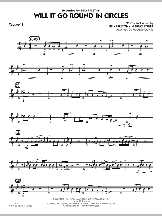 Roger Holmes Will It Go Round in Circles? - Trumpet 3 sheet music notes and chords arranged for Jazz Ensemble