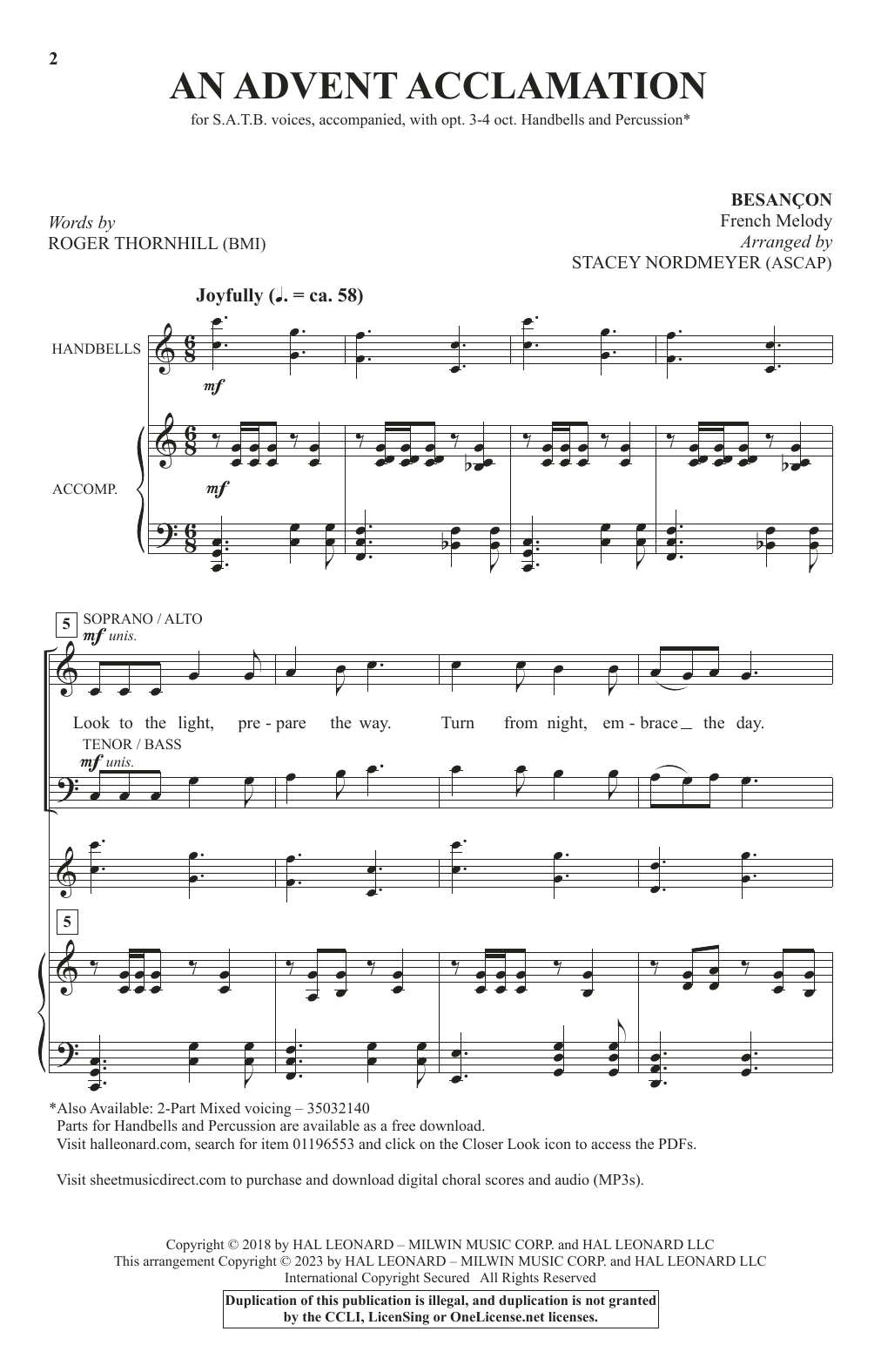 Roger Thornhill An Advent Acclamation (arr. Stacey Nordmeyer) sheet music notes and chords arranged for SATB Choir