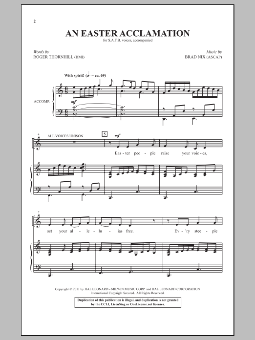Roger Thornhill An Easter Acclamation sheet music notes and chords arranged for SATB Choir