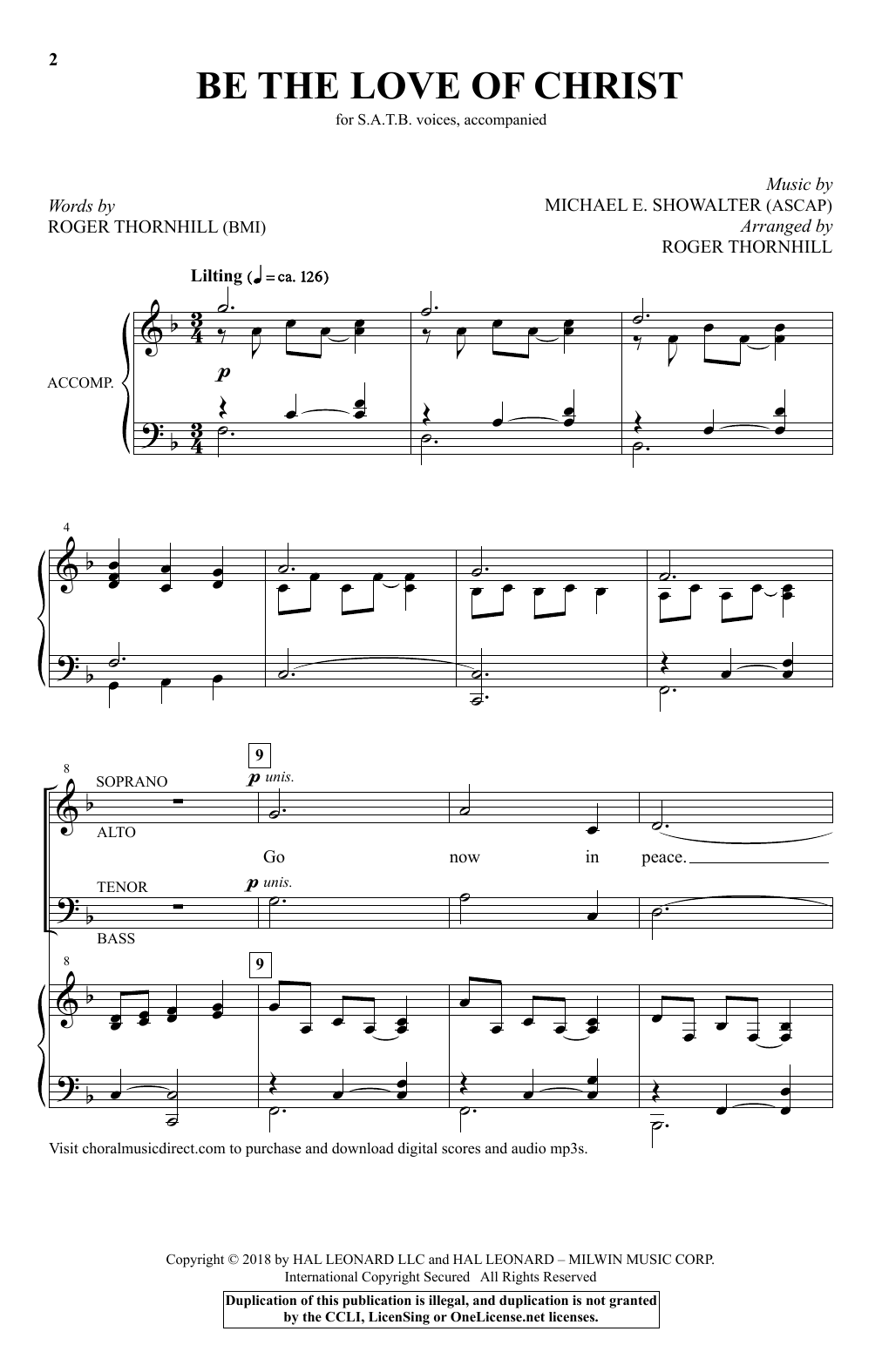 Roger Thornhill Be The Love Of Christ sheet music notes and chords arranged for SATB Choir