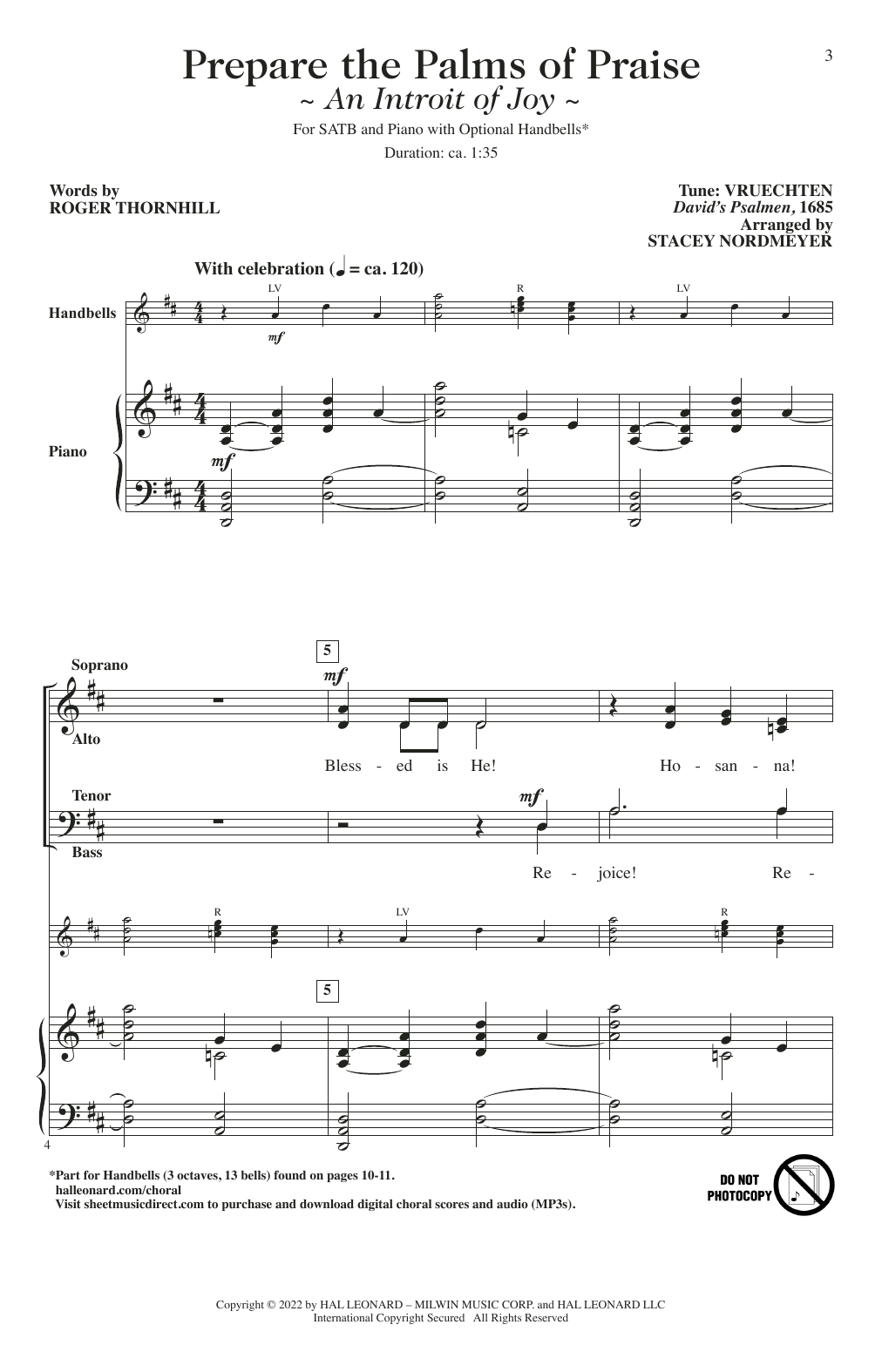 Roger Thornhill Prepare The Palms Of Praise (An Introit Of Joy) (arr. Stacey Nordmeyer) sheet music notes and chords arranged for SATB Choir