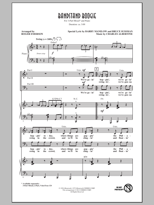 Roger Emerson Bandstand Boogie sheet music notes and chords arranged for 2-Part Choir