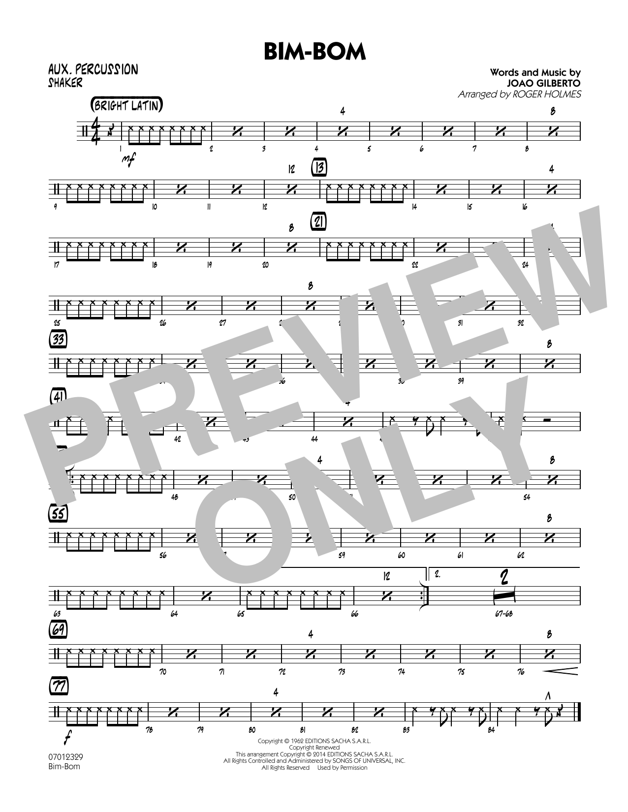 Roger Holmes Bim-Bom - Aux Percussion sheet music notes and chords. Download Printable PDF.