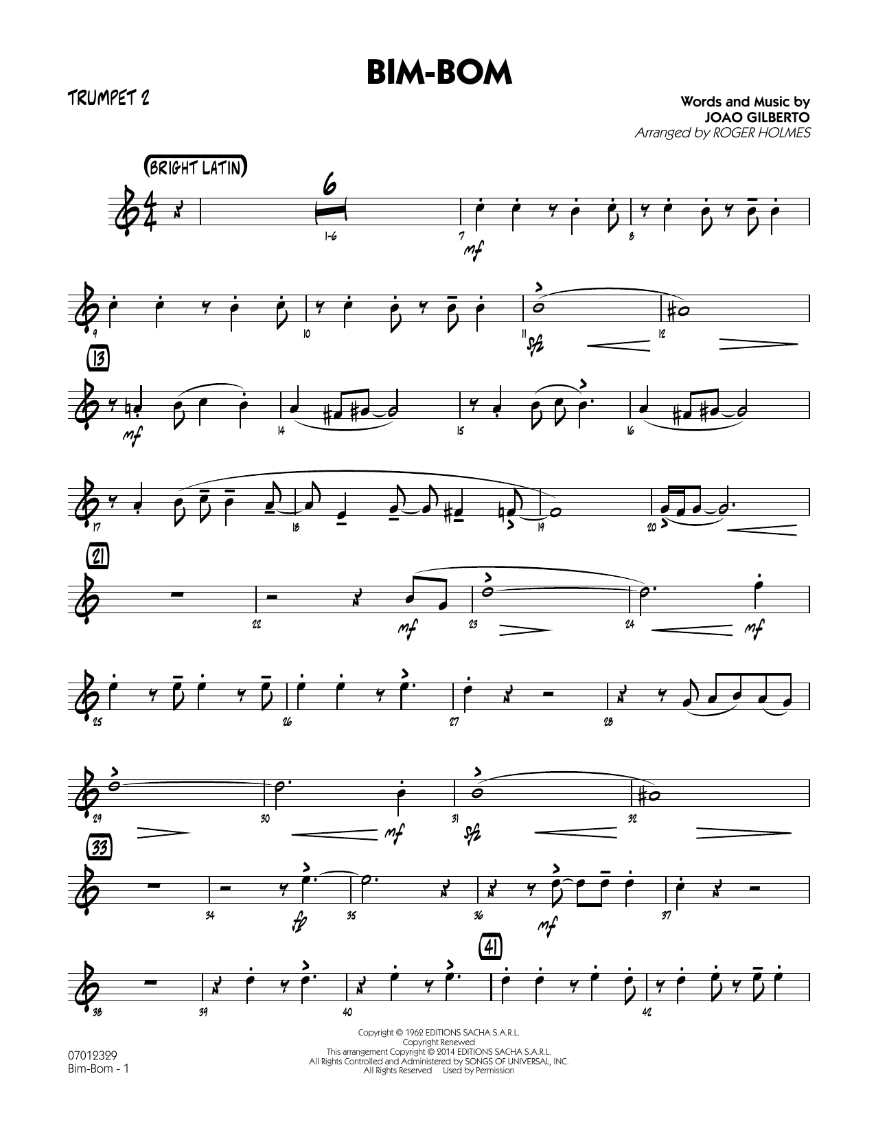 Roger Holmes Bim-Bom - Trumpet 2 sheet music notes and chords. Download Printable PDF.