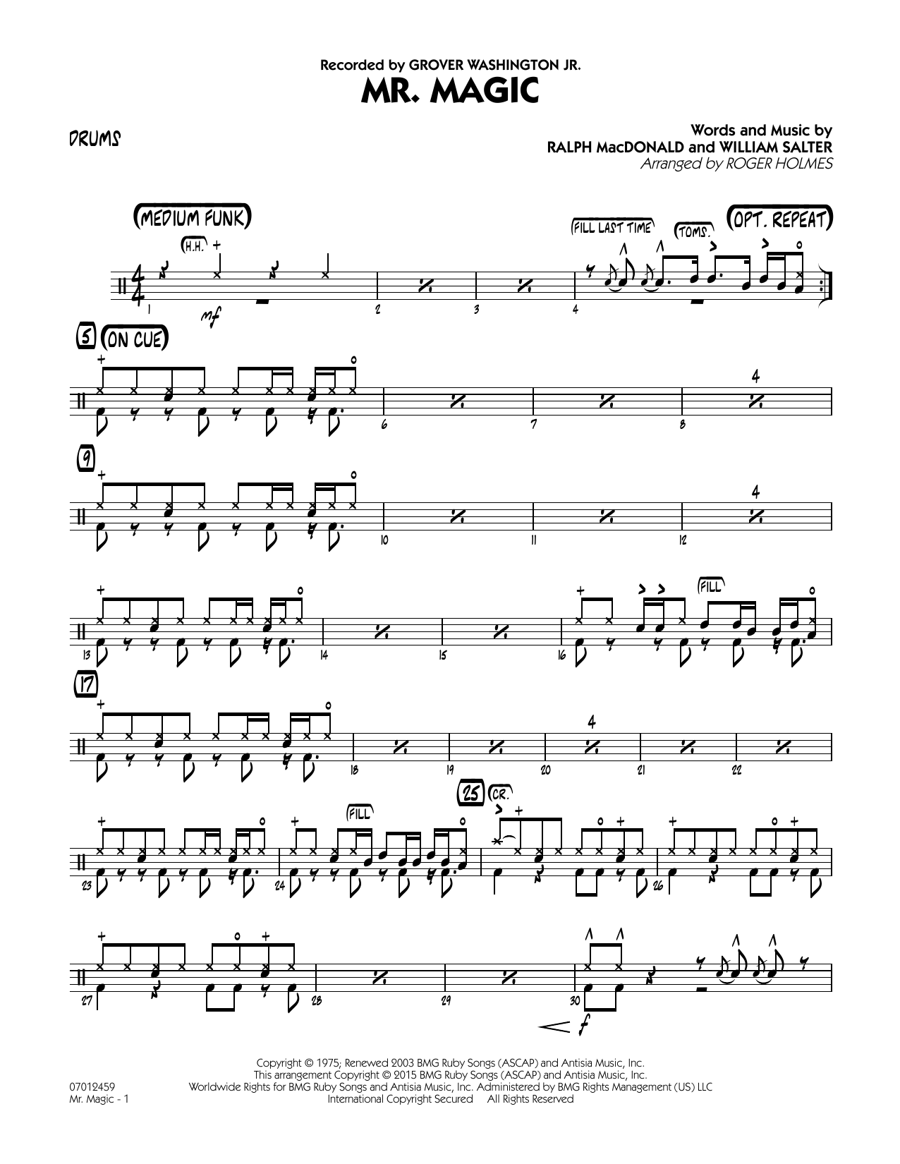 Roger Holmes Mister Magic (Mr. Magic) - Drums sheet music notes and chords. Download Printable PDF.