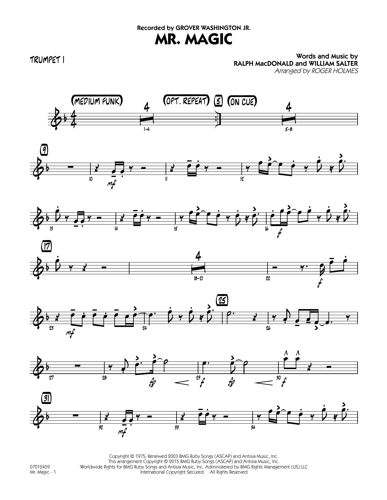 Roger Holmes Mister Magic (Mr. Magic) - Trumpet 1 sheet music notes and chords. Download Printable PDF.