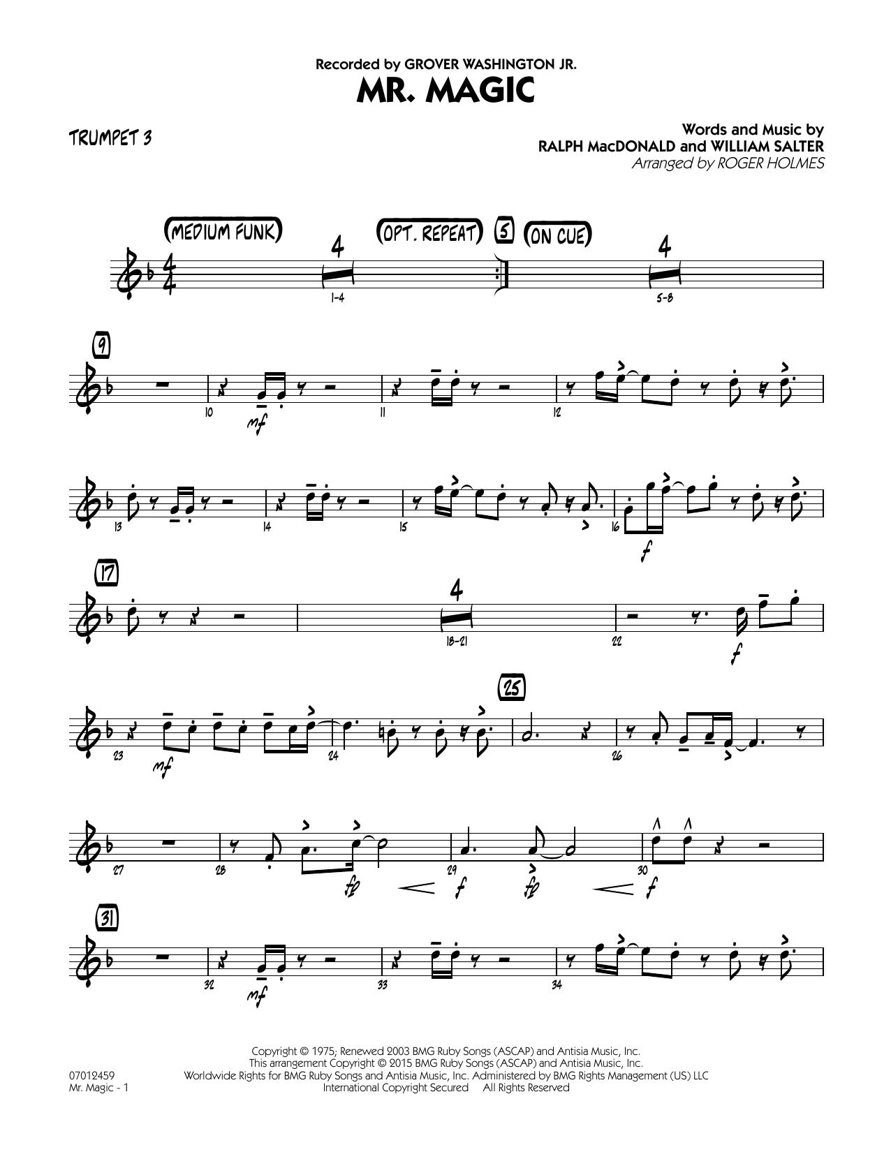 Roger Holmes Mister Magic (Mr. Magic) - Trumpet 3 sheet music notes and chords. Download Printable PDF.