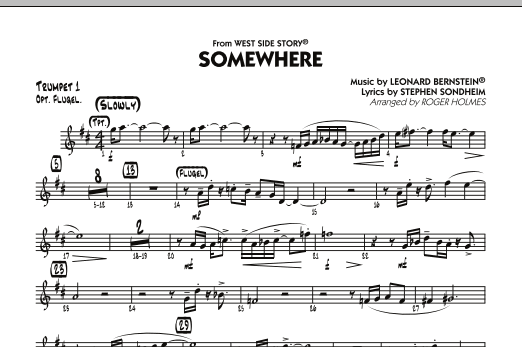Roger Holmes Somewhere (from West Side Story) - Trumpet 1 sheet music notes and chords. Download Printable PDF.