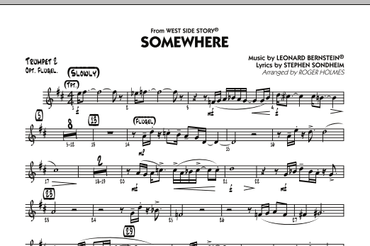 Roger Holmes Somewhere (from West Side Story) - Trumpet 2 sheet music notes and chords. Download Printable PDF.