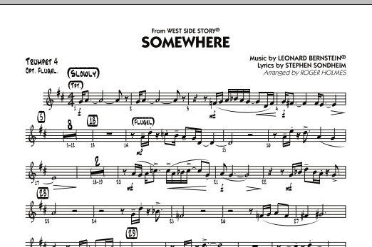 Roger Holmes Somewhere (from West Side Story) - Trumpet 4 sheet music notes and chords. Download Printable PDF.