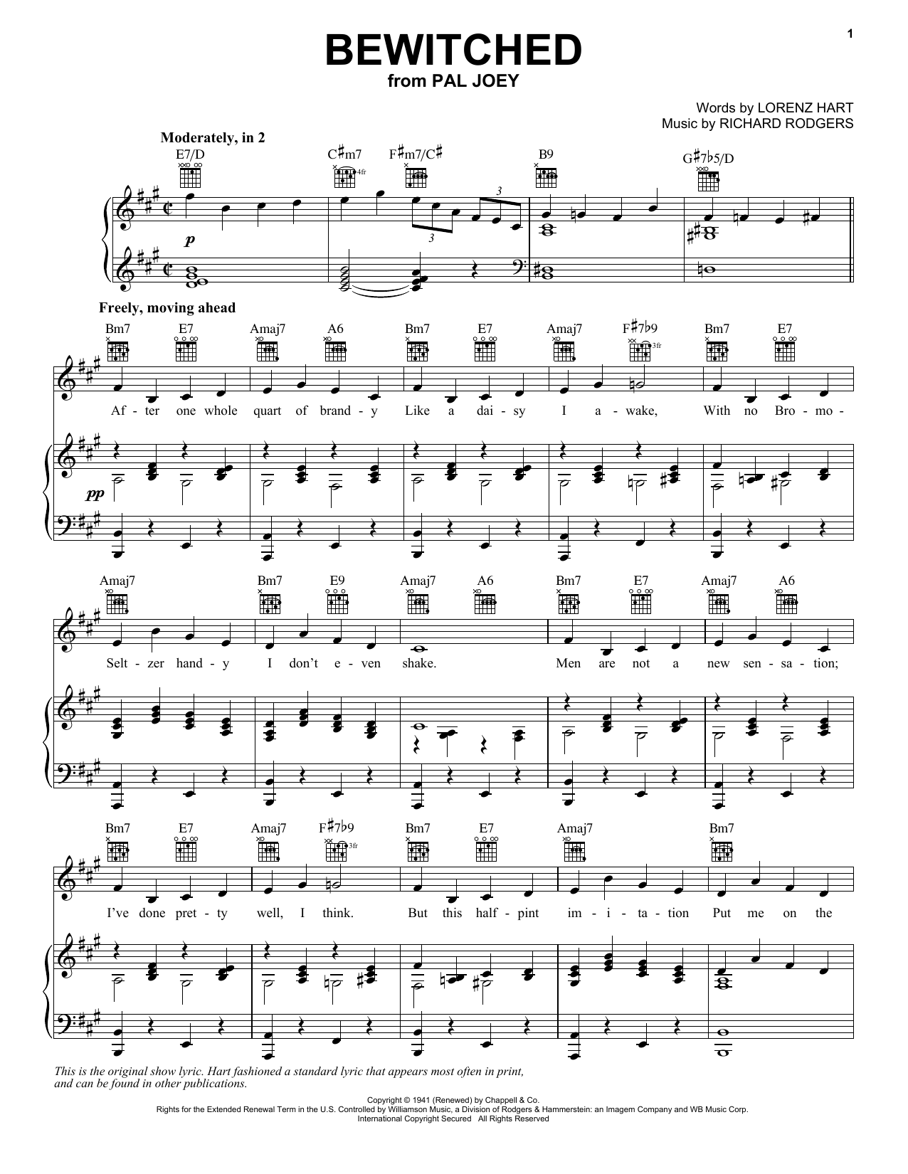 Rogers & Hammerstein Bewitched sheet music notes and chords arranged for Vocal Pro + Piano/Guitar