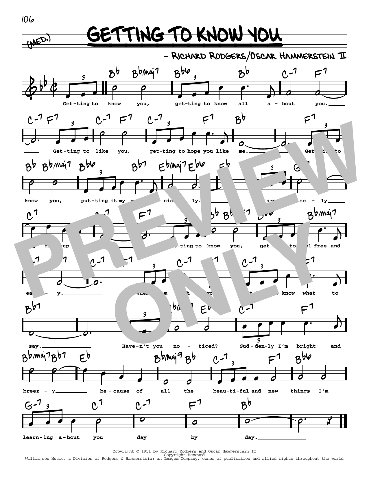 Rogers & Hammerstein Getting To Know You (High Voice) sheet music notes and chords arranged for Real Book – Melody, Lyrics & Chords