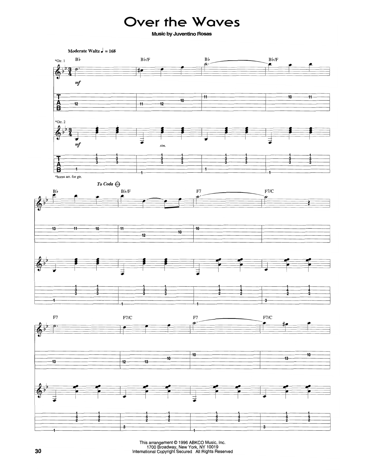 Rolling Stones Over The Waves sheet music notes and chords arranged for Guitar Tab