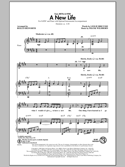 Rollo Dilworth A New Life (from Jekyll & Hyde) sheet music notes and chords arranged for SSA Choir
