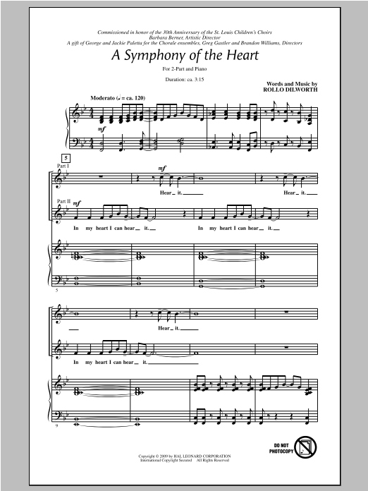 Rollo Dilworth A Symphony Of The Heart sheet music notes and chords arranged for 2-Part Choir