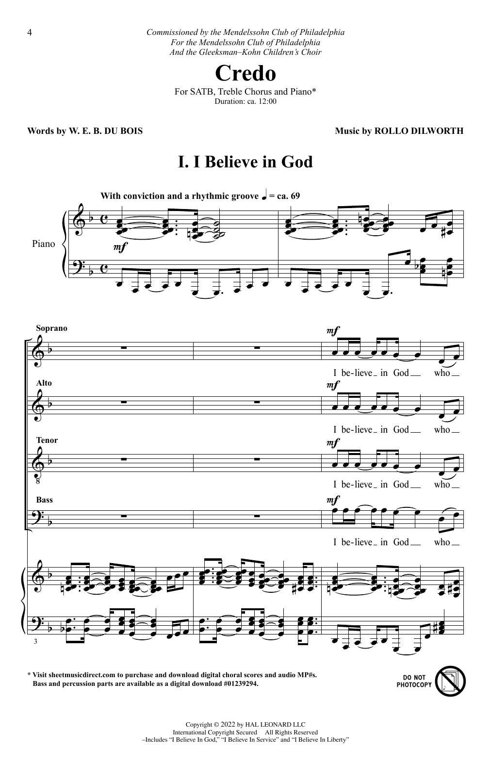 Rollo Dilworth Credo sheet music notes and chords arranged for SATB Choir