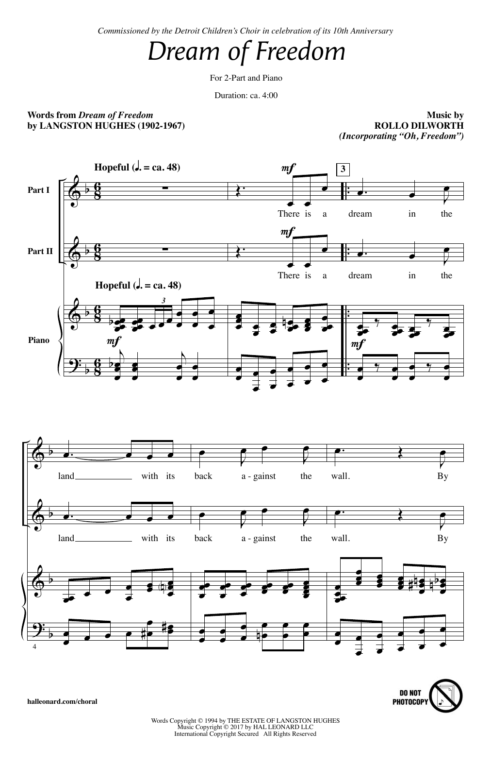 Rollo Dilworth Dream Of Freedom sheet music notes and chords arranged for 2-Part Choir