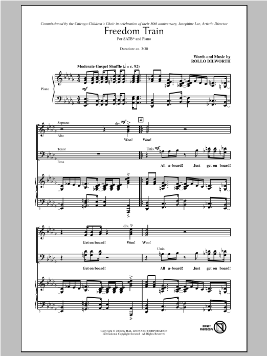 Rollo Dilworth Freedom Train sheet music notes and chords arranged for 4-Part Choir
