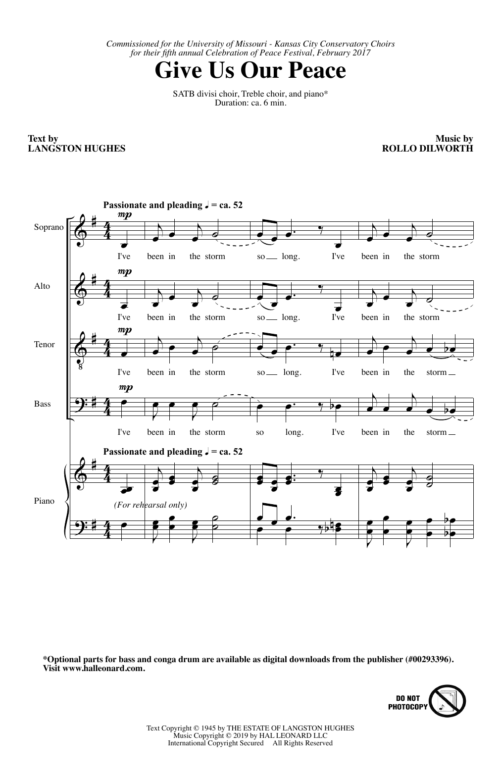 Rollo Dilworth Give Us Our Peace sheet music notes and chords arranged for SATB Choir
