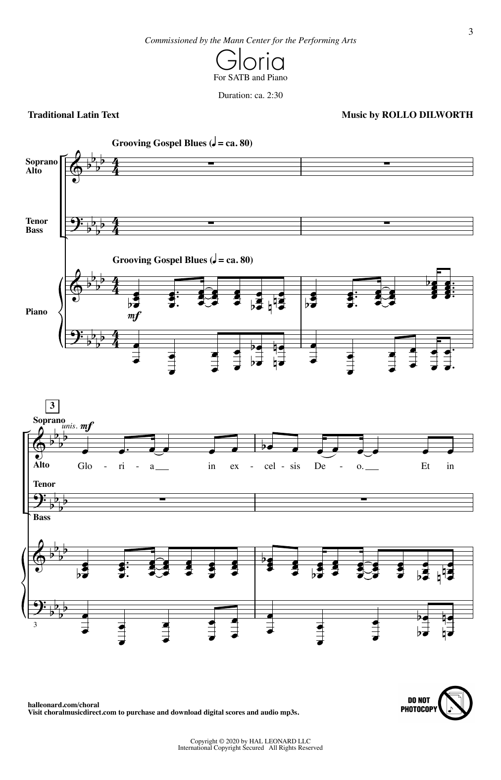 Rollo Dilworth Gloria sheet music notes and chords arranged for SATB Choir