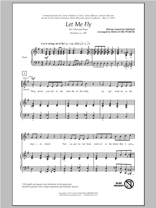 Rollo Dilworth Let Me Fly sheet music notes and chords arranged for SATB Choir