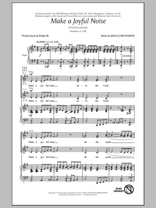Rollo Dilworth Make A Joyful Noise sheet music notes and chords arranged for SATB Choir