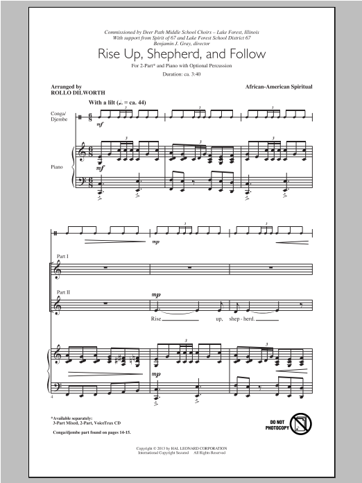 Rollo Dilworth Rise Up, Shepherd, And Follow sheet music notes and chords arranged for 3-Part Mixed Choir
