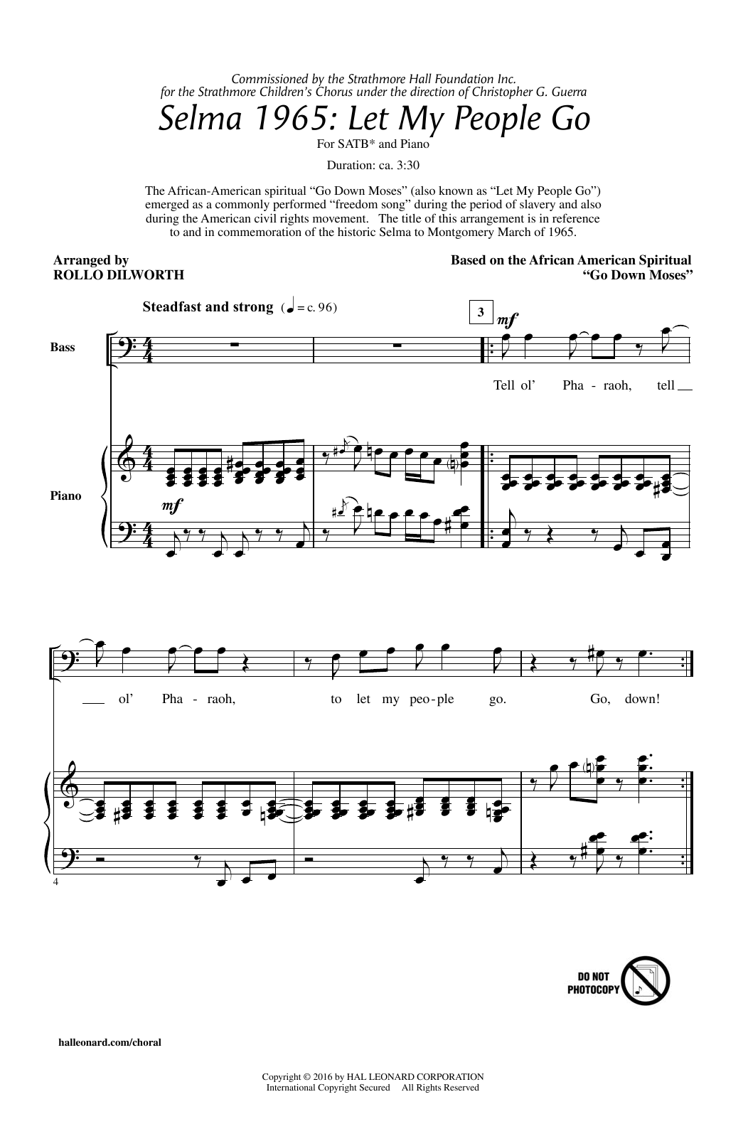 Rollo Dilworth Selma 1965: Let My People Go sheet music notes and chords arranged for SATB Choir