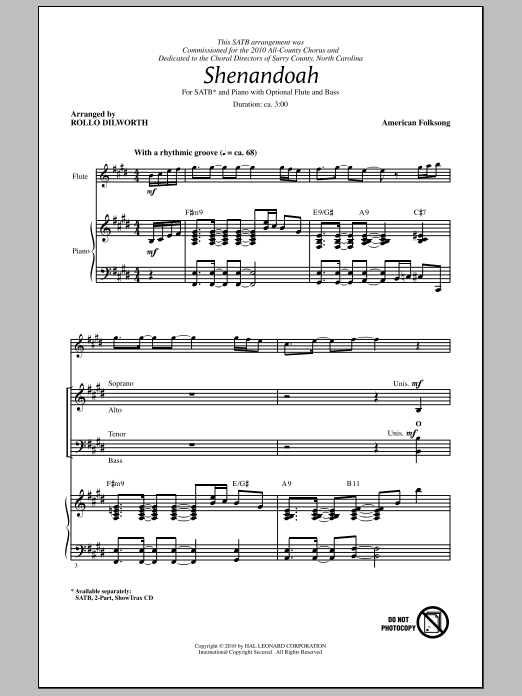 Rollo Dilworth Shenandoah sheet music notes and chords arranged for 2-Part Choir
