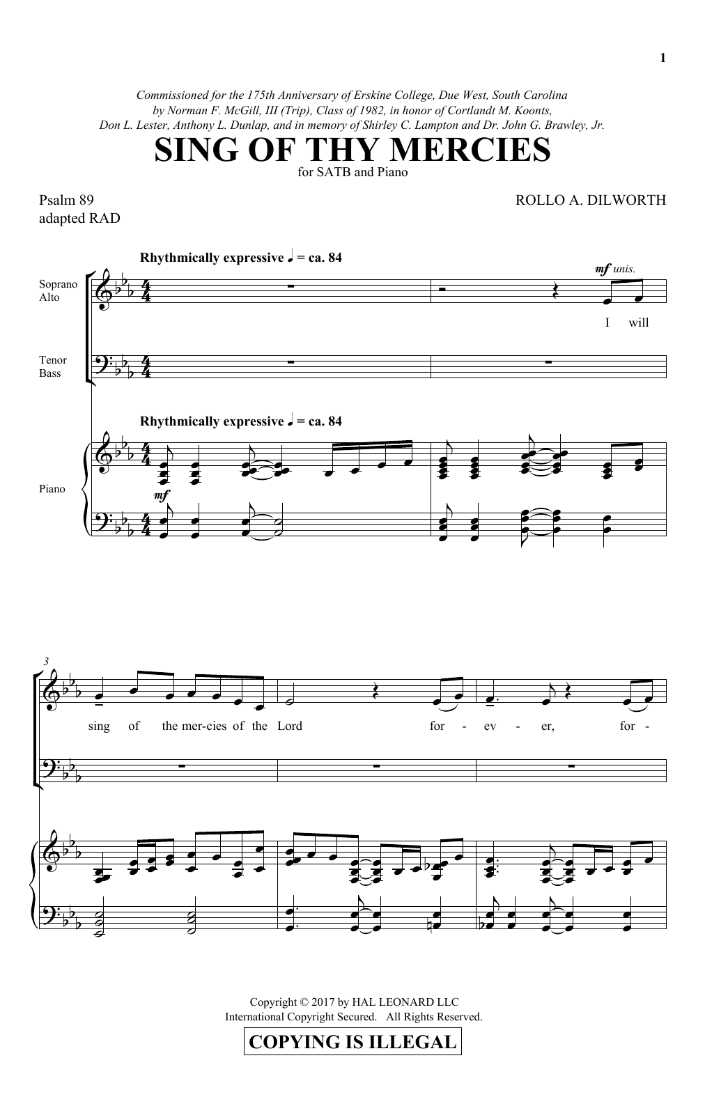 Rollo Dilworth Sing Of Thy Mercies sheet music notes and chords arranged for SATB Choir