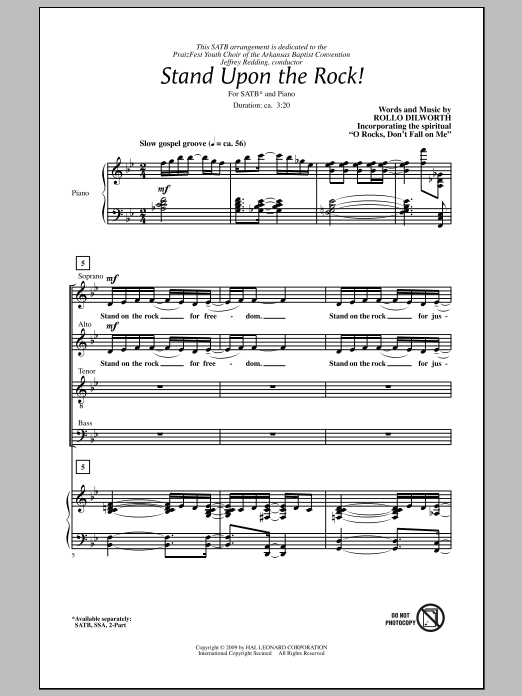 Rollo Dilworth Stand Upon The Rock! sheet music notes and chords arranged for 2-Part Choir