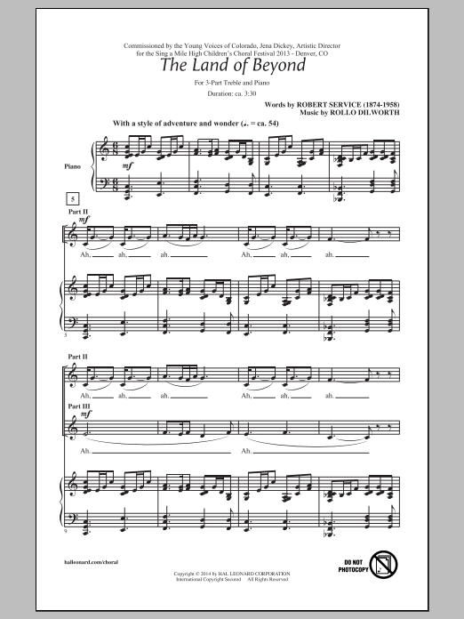 Rollo Dilworth The Land Of Beyond sheet music notes and chords arranged for 3-Part Treble Choir