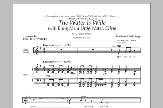 Rollo Dilworth The Water Is Wide (Bring Me A Little Water, Sylvie) sheet music notes and chords arranged for 2-Part Choir