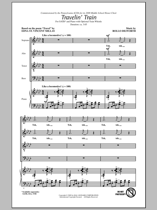 Rollo Dilworth Travelin' Train sheet music notes and chords arranged for SATB Choir
