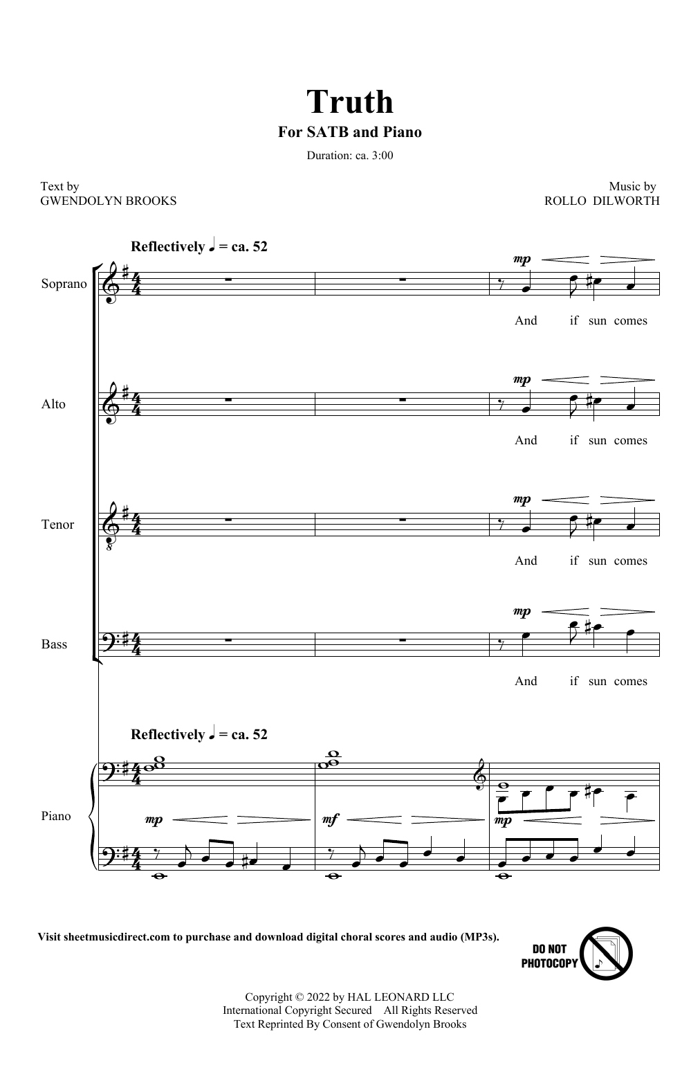 Rollo Dilworth Truth sheet music notes and chords arranged for SATB Choir