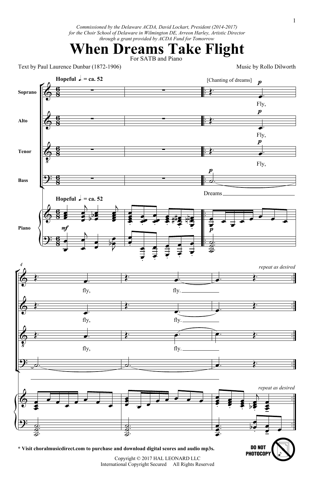 Rollo Dilworth When Dreams Take Flight sheet music notes and chords arranged for SSAA Choir